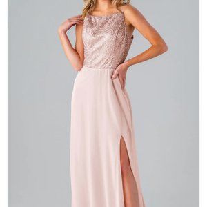 Kennedy Blue Arie Bridesmaid Dress. Size-2. Color- Rose Gold/ blush